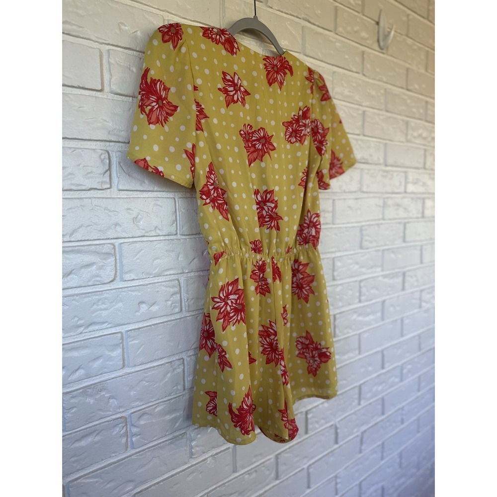 Lost + Wander Yellow Polka Dot Floral Romper XS - Picture 4 of 9